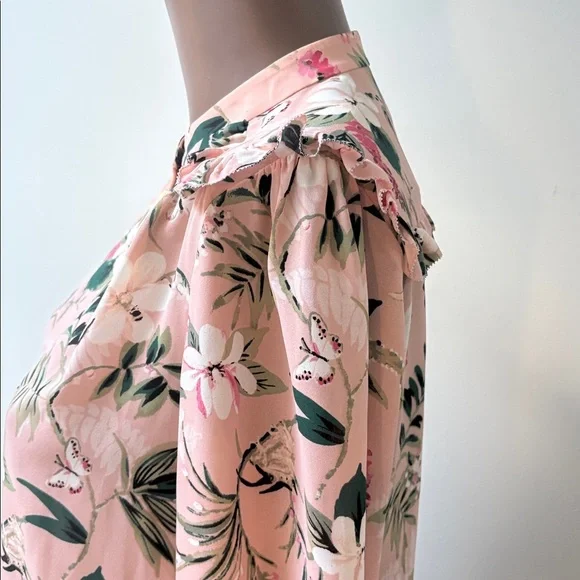 Kate Spade New York Swamped Botanical floral blouse longsleeve pink Small S - Picture 5 of 10